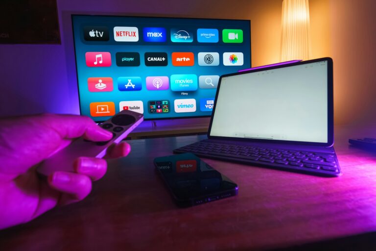 A person holding a remote control in front of a TV